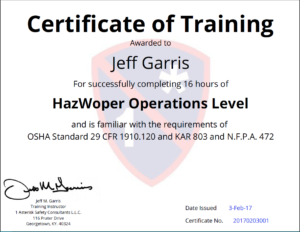 Certificate of Training