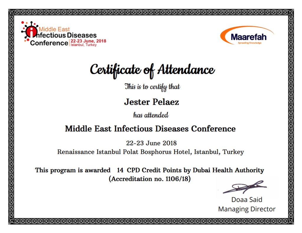 Certificate of the Month - October 20 - Maarefah Management Within Certificate Of Attendance Conference Template